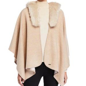 KARL LAGERFELD FUR COLLAR RUANA PONCHO